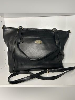 Coach Black Pebbled Leather Shoulder Tote with Detachable Strap
